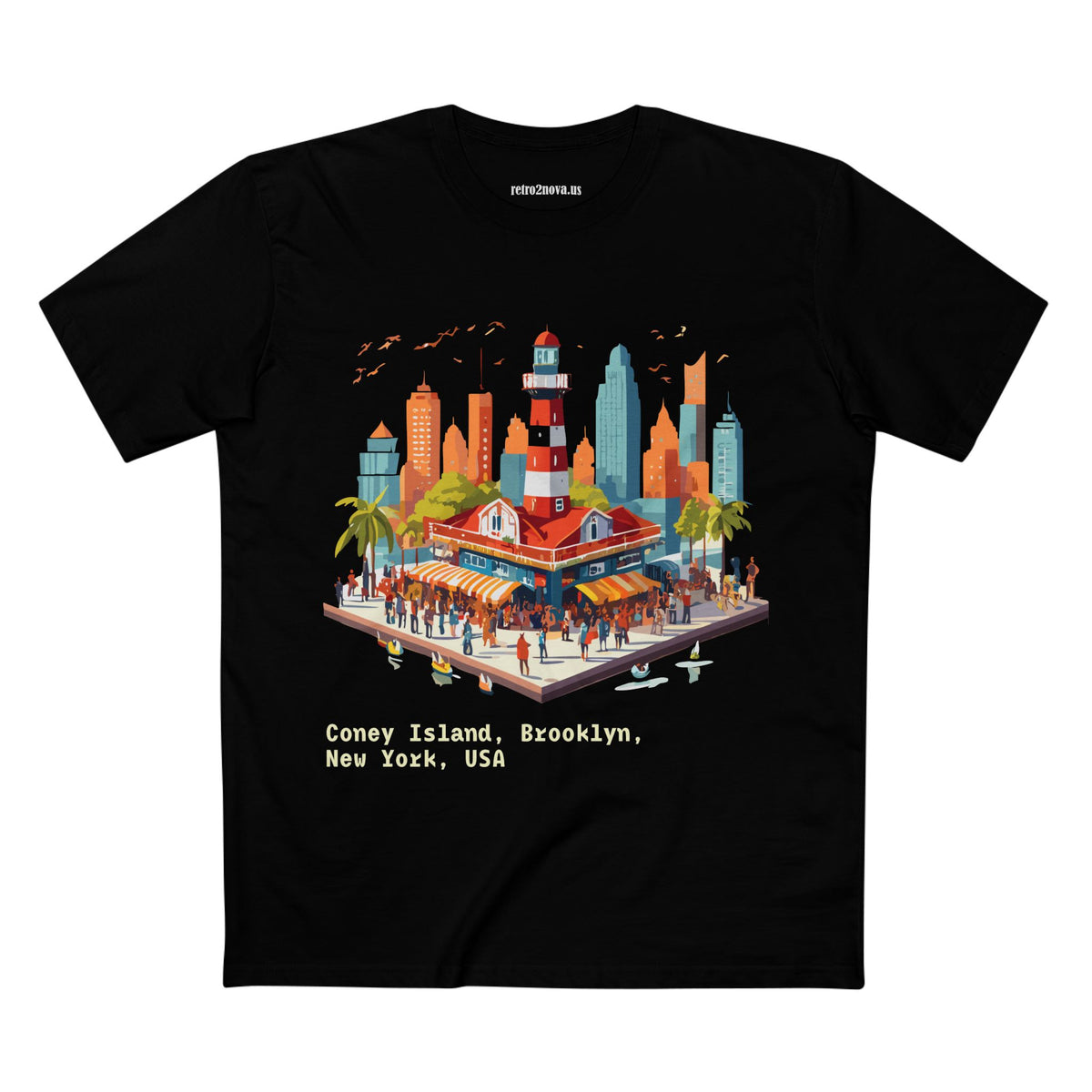 Coney Island Brooklyn New York Tee | Cityscape Lighthouse Illustration