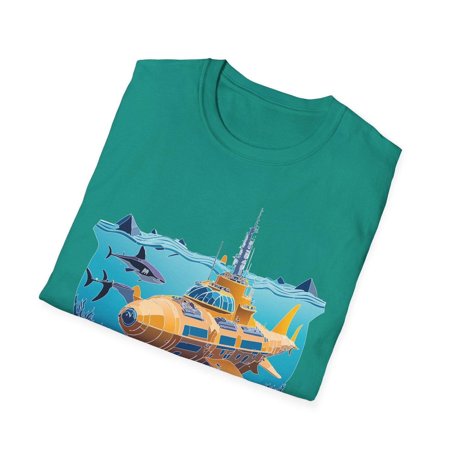 Ocean Tee Shirt Unisex Gildan Softstyle 64000 Ocean Theme Tee With U Boat Design