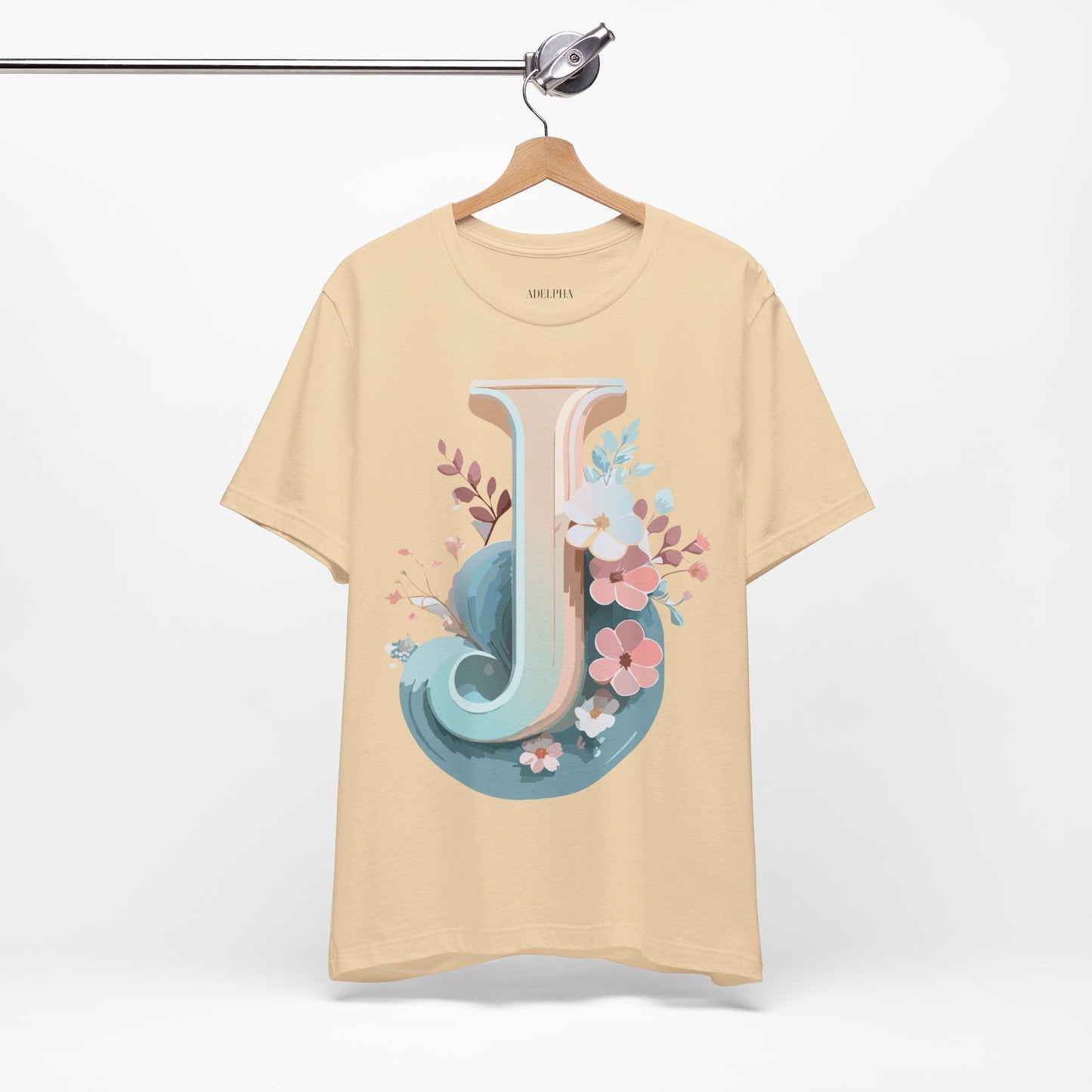 Letter J Shirt Graphic Tee For Unisex Style By Adelpha Vintage Inspired Art Tee Design