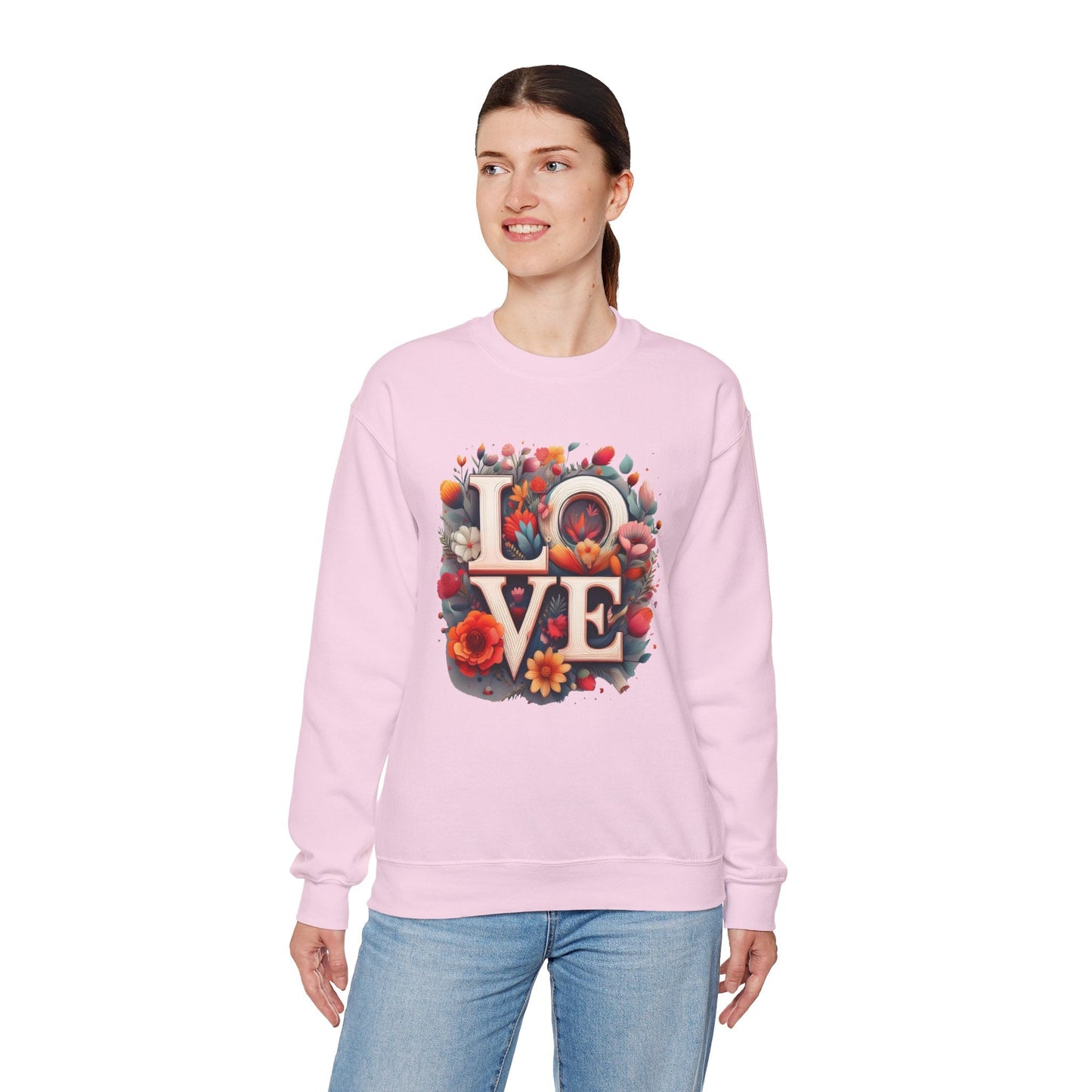 Floral Love Valentines Day Sweatshirt Unisex Crewneck Love Flower Gift Idea Cozy Everyday Wear