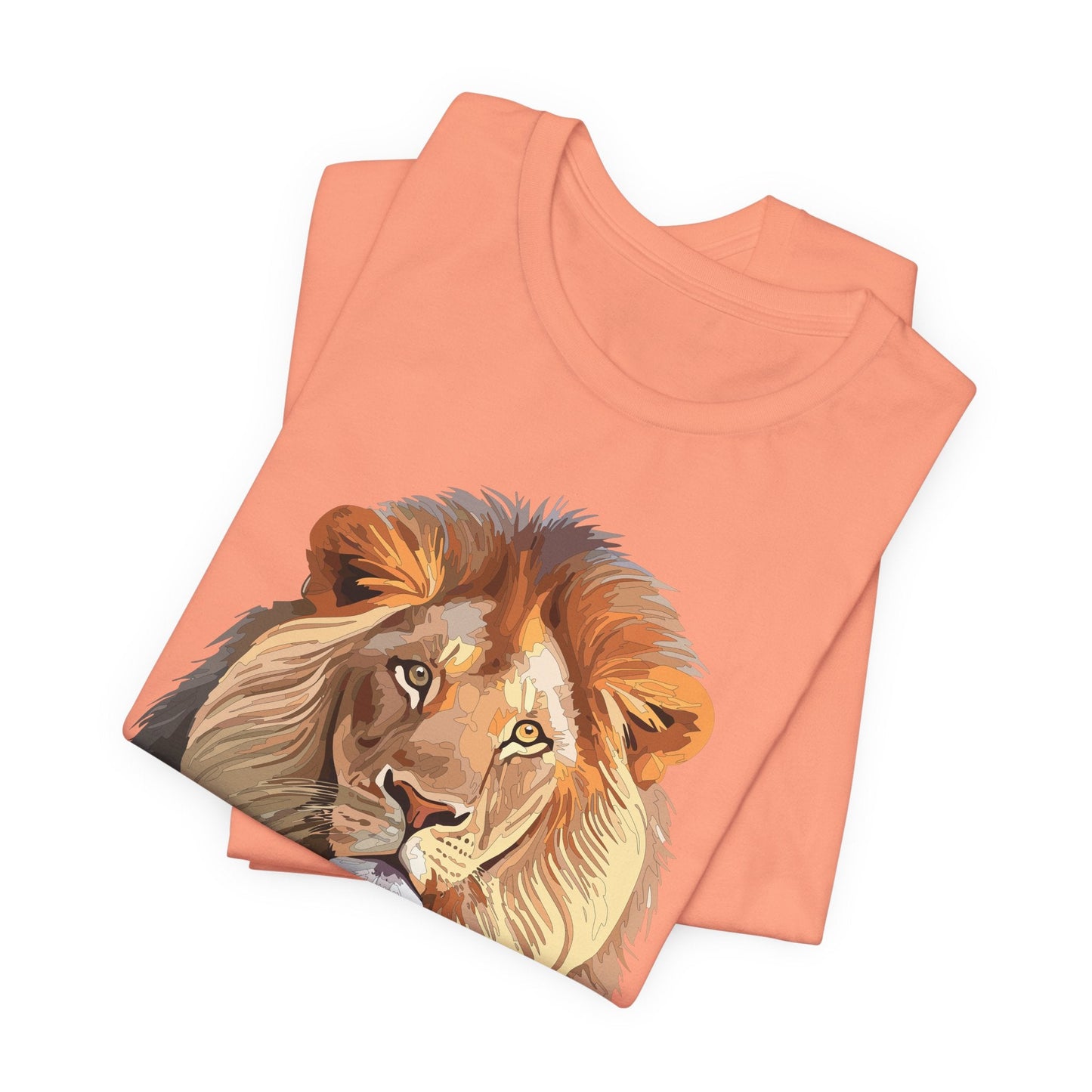 Safari Lion Head Illustration T-Shirt Unisex Cotton Realistic Lion Portrait Tee 3