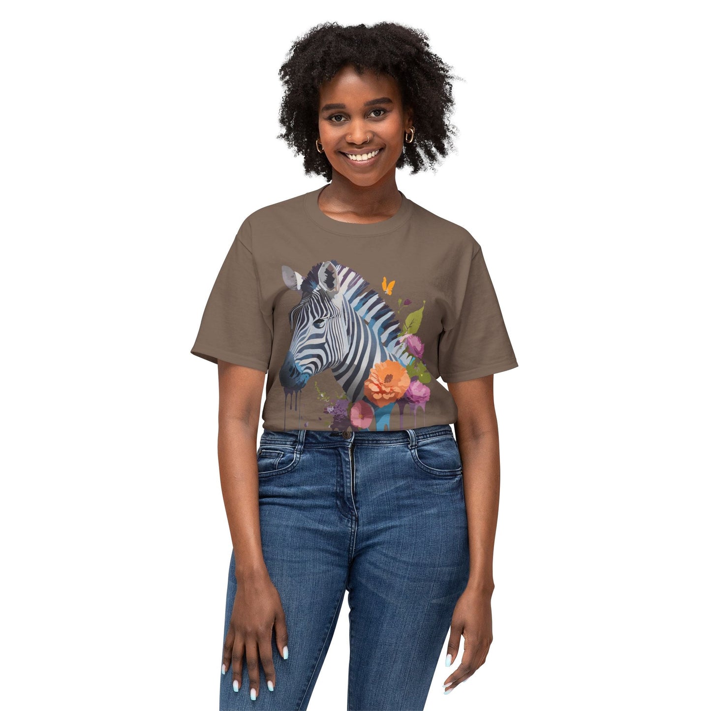 Unisex Zebra Art T Shirt With Full Color Print HD Cotton Tee Made In USA For Everyday Style