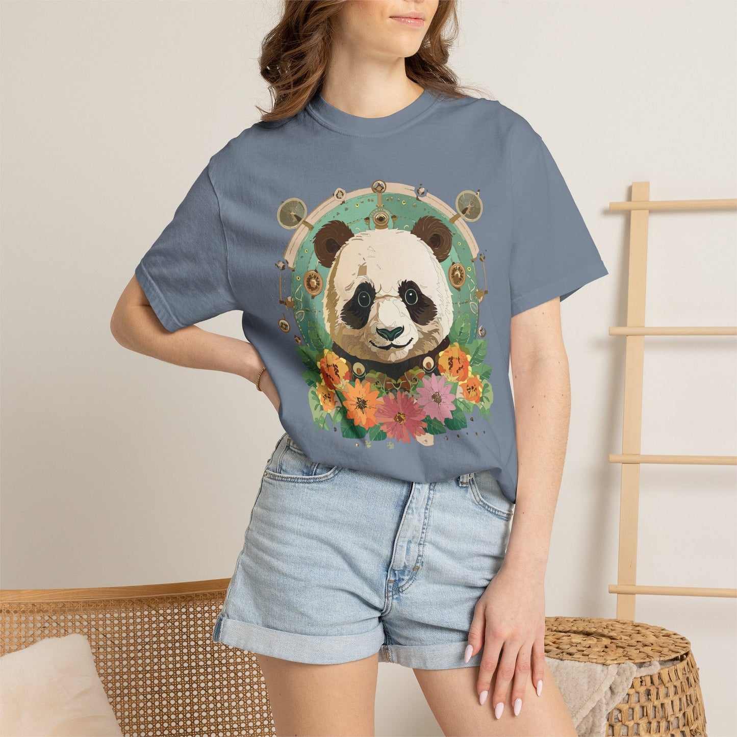 Panda Portrait Graphic T-Shirt Unisex Cotton Floral Animal Art Tee p3
