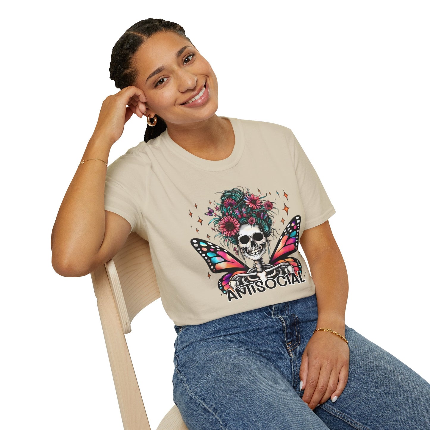 Unisex Skull Graphic Tee Shirt Short Sleeve Skeleton Gildan Softstyle 64000 100 Ring Spun Cotton