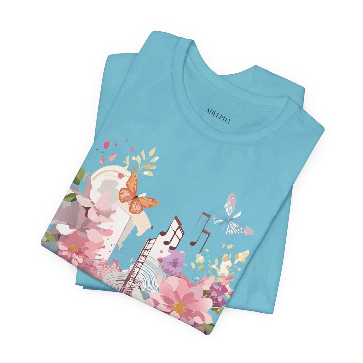 Music Graphic Unisex 100 Cotton Vintage Art with Musical Elements Tee 122