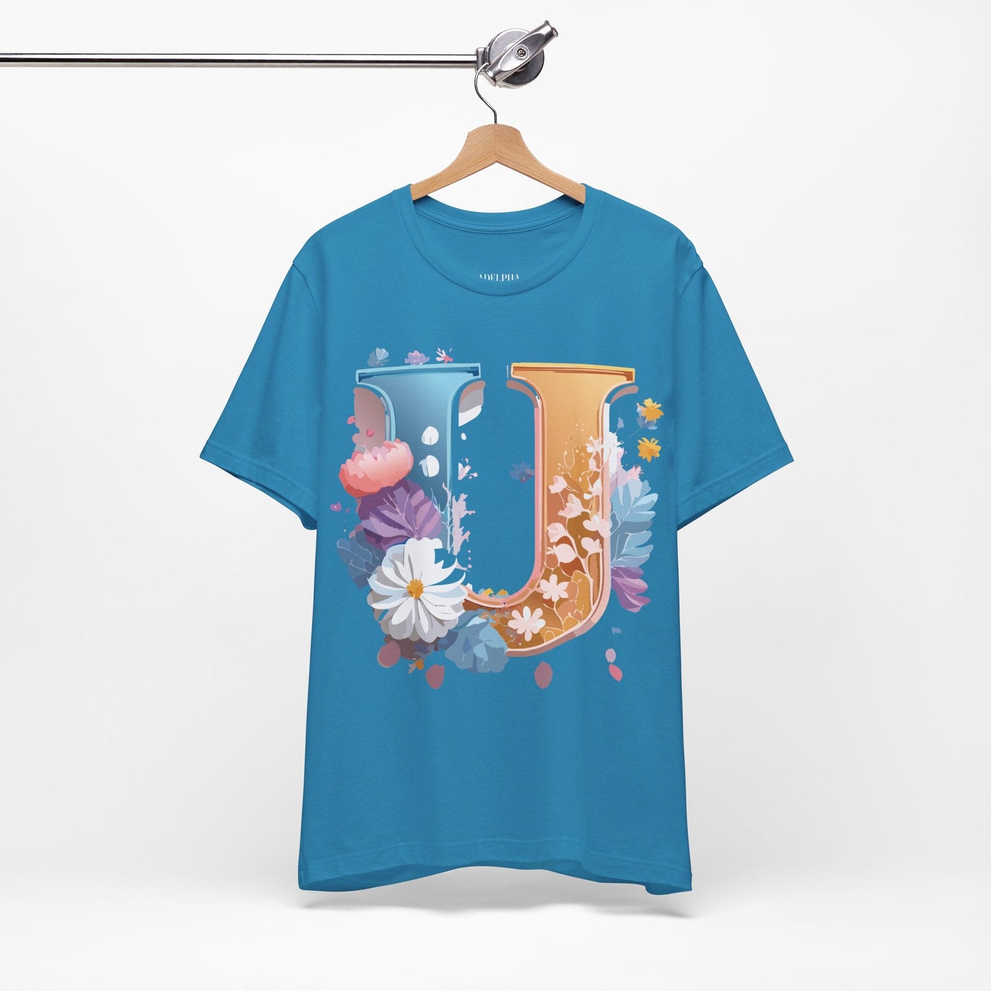 Letter U Graphic Tee Unisex Jersey Short Sleeve Premium Adelpha Art Design Shirt