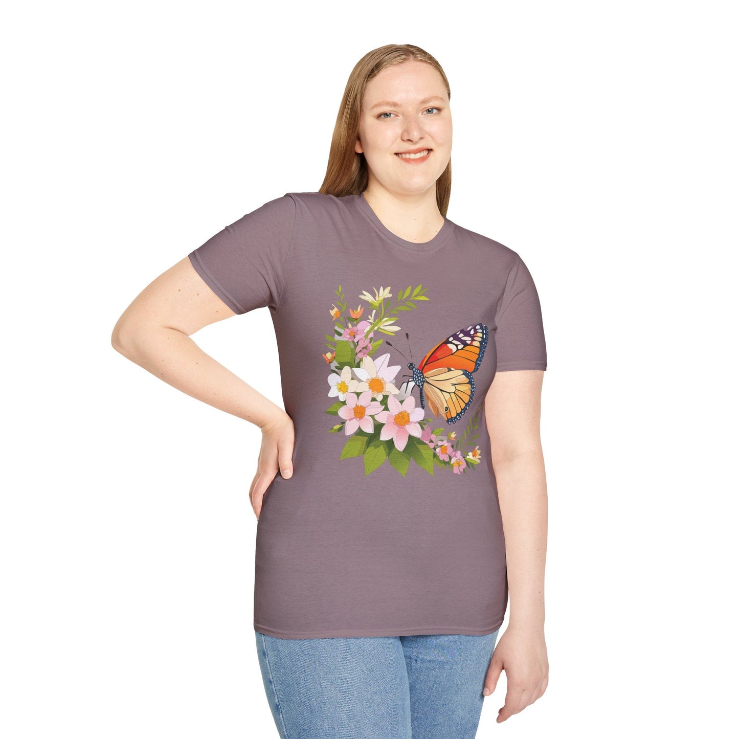 Monarch Butterfly T Shirt Unisex Softstyle Gildan 64000 100 Percent Cotton Tee Breathable