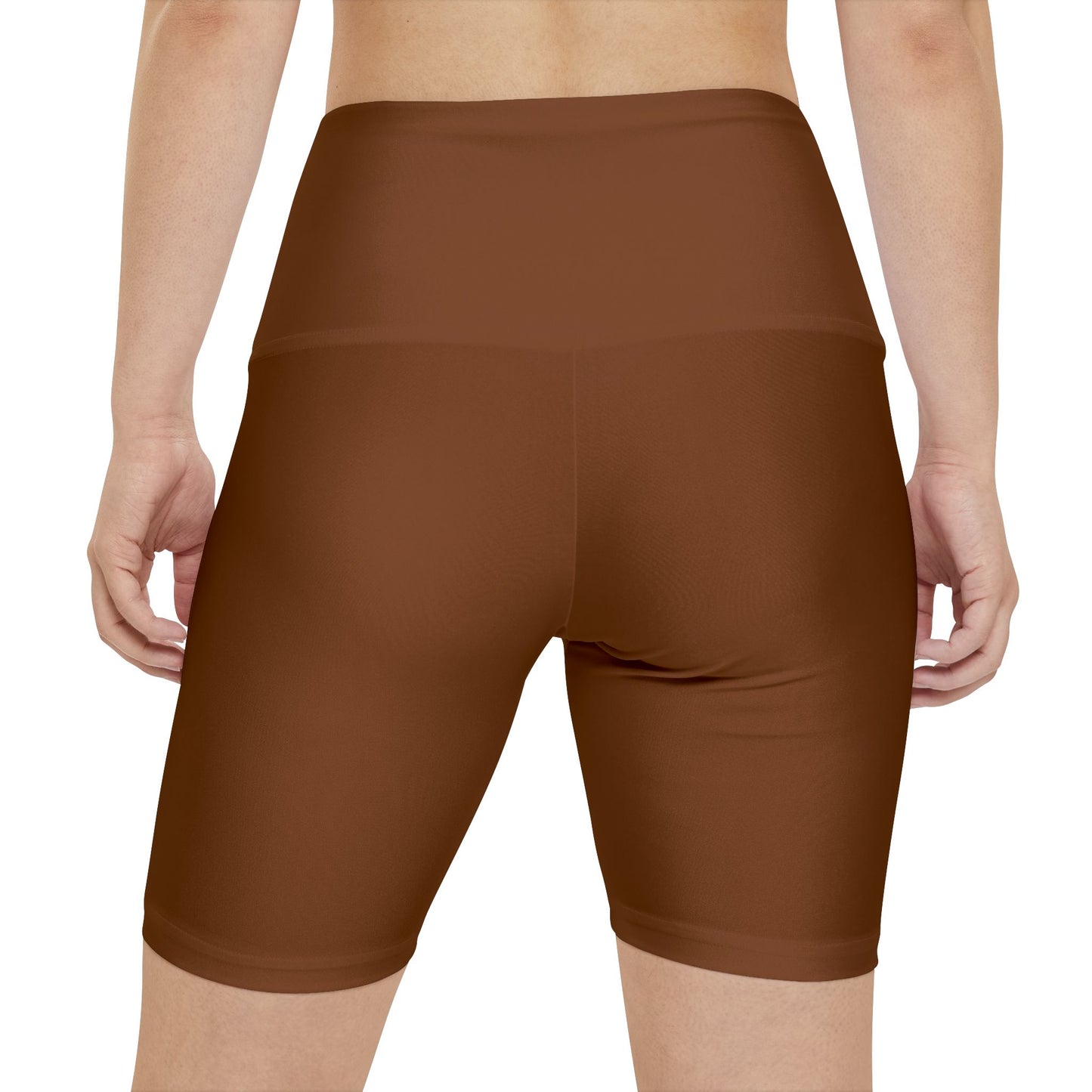 Raw Amber Rust Brown High-Waist Workout Shorts — Comfortable Athletic Biker Shorts