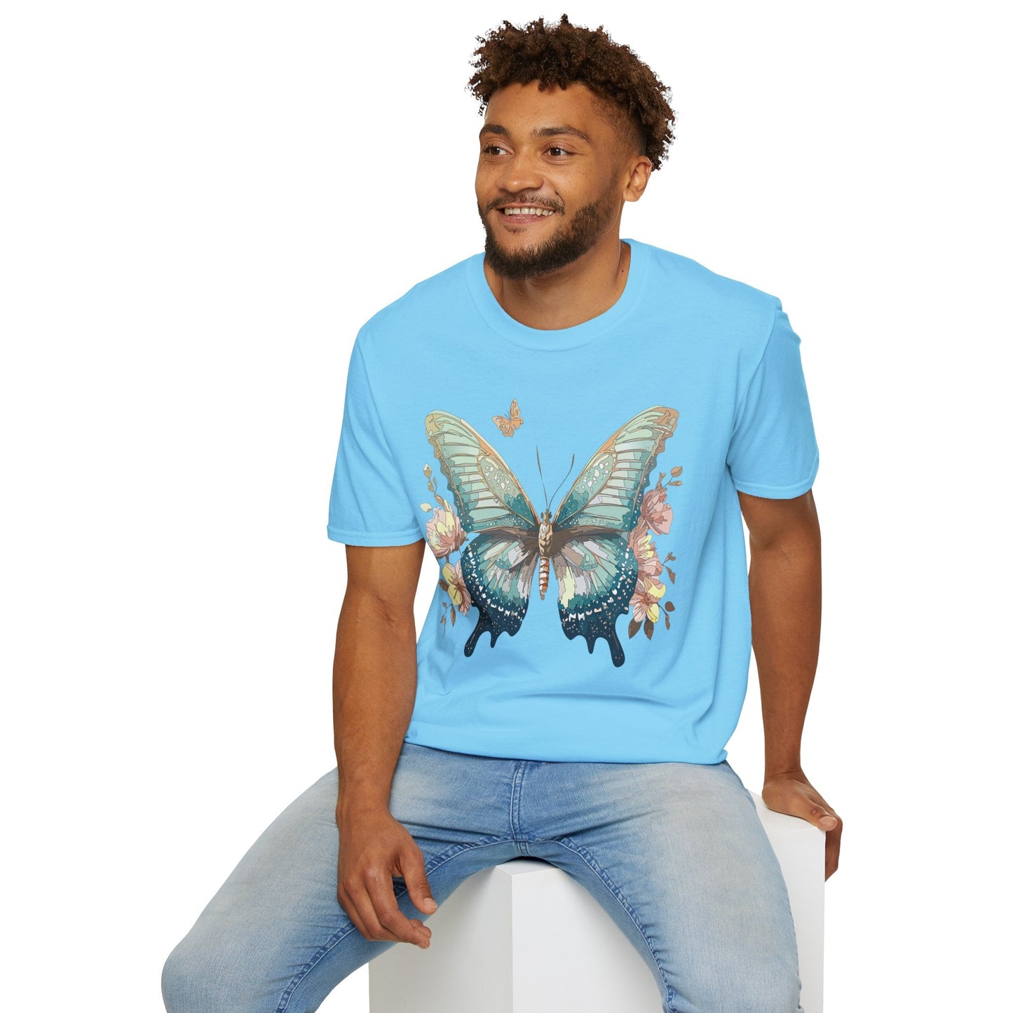Butterfly Print Unisex T Shirt Monarch Design Softstyle 64000 Gildan Cotton Tee Quality