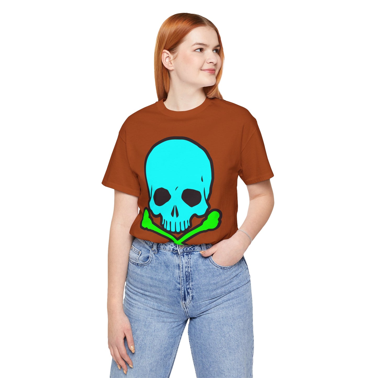 Blue Skull Graphic Design Tee, Skull Shirt, Vintage Tees, Art Design T-Shirt, Vintage Graphic Tee, Art Shirts with Skulls