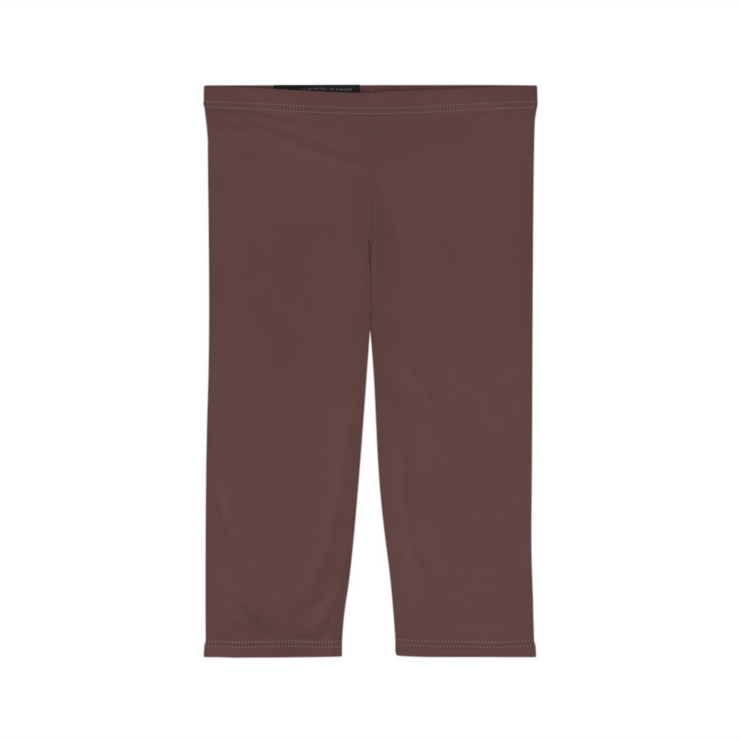 Plum Brown Color Women's Brushed Suede Poly Span Casual Capri Leggings XS-2XL