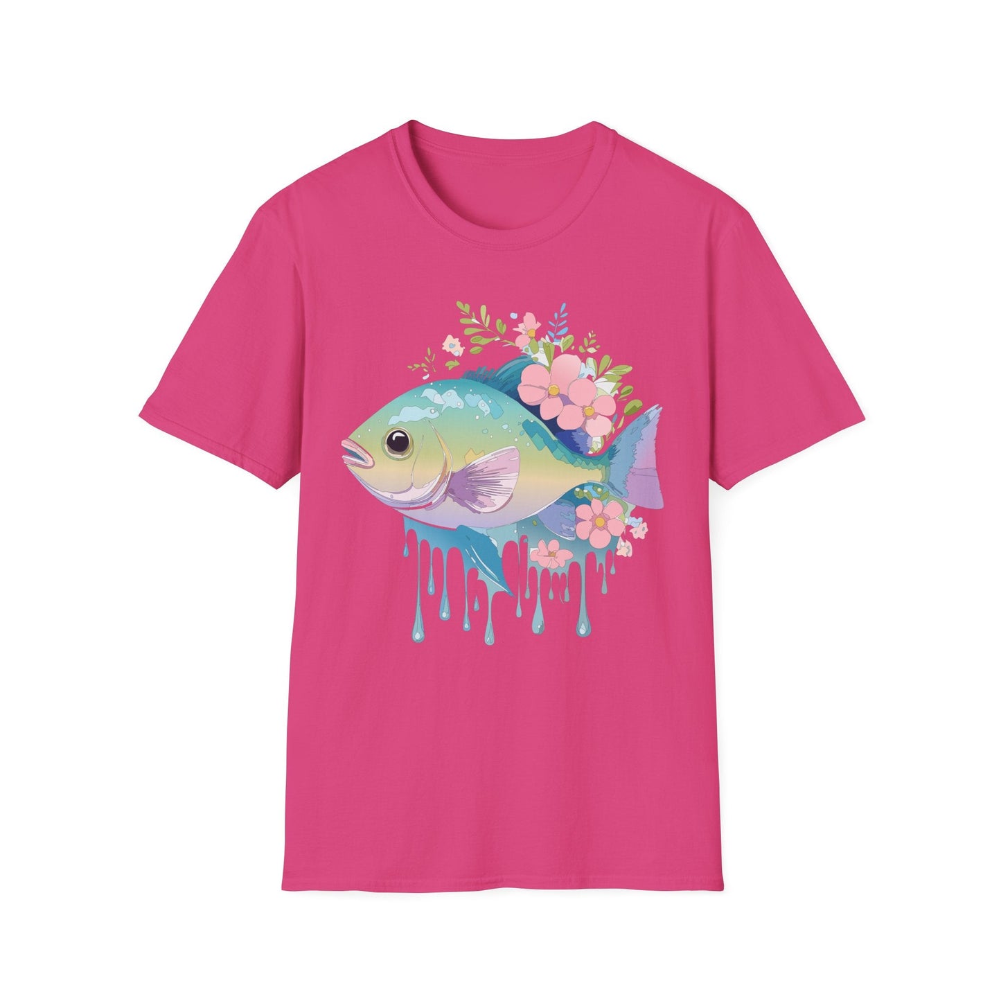 Fish Art Graphic Tee Unisex Gildan Softstyle 64000 100 Percent Ring Spun Cotton Comfortable Tee