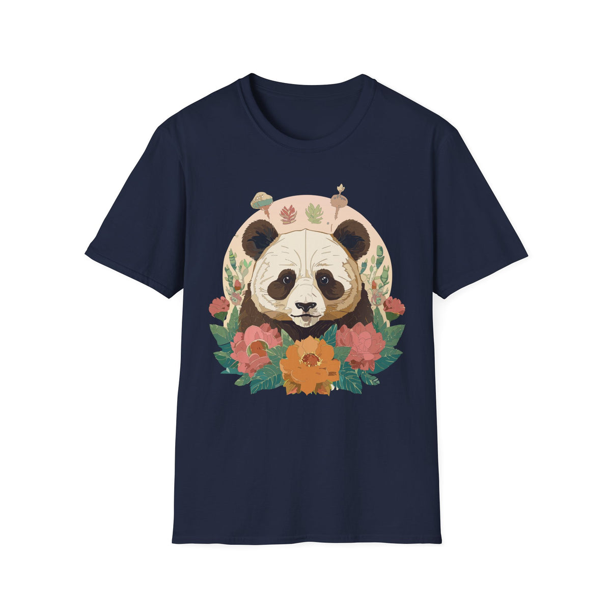 Floral Panda Illustration T-Shirt | Cute Botanical Bear Tee