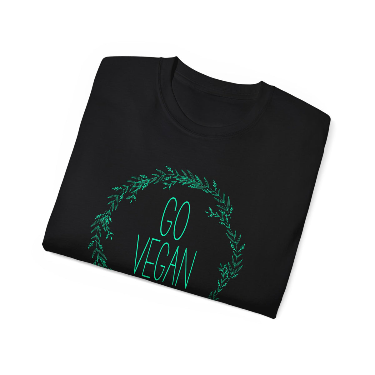 Go Vegan Wreath Tee | Plant-Based Vegan Shirt, Green Botanical Design