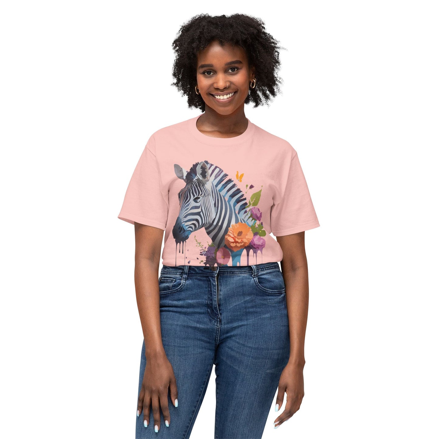 Unisex Zebra Art T Shirt With Full Color Print HD Cotton Tee Made In USA For Everyday Style