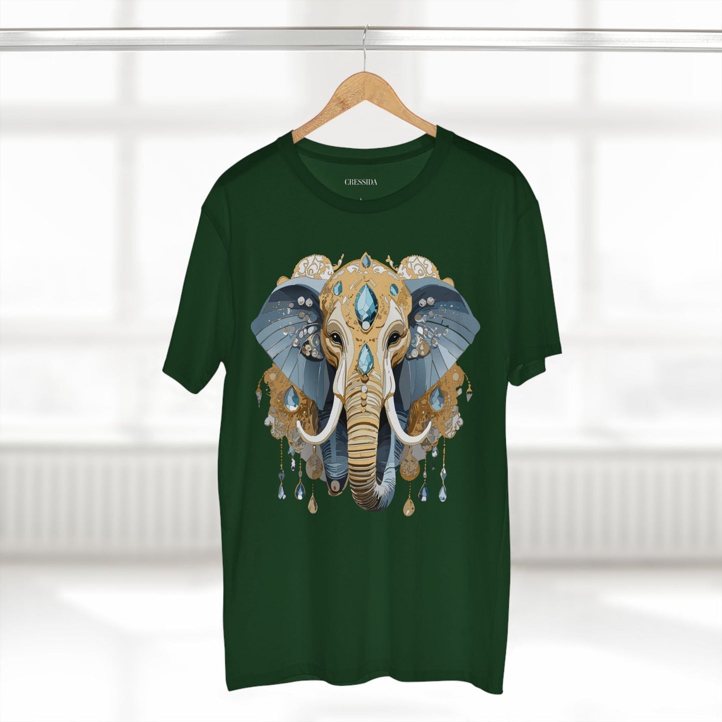 Elephant Graphic Unisex 100 Cotton Tee With Unique Animal Golden Medallion Art Design 35