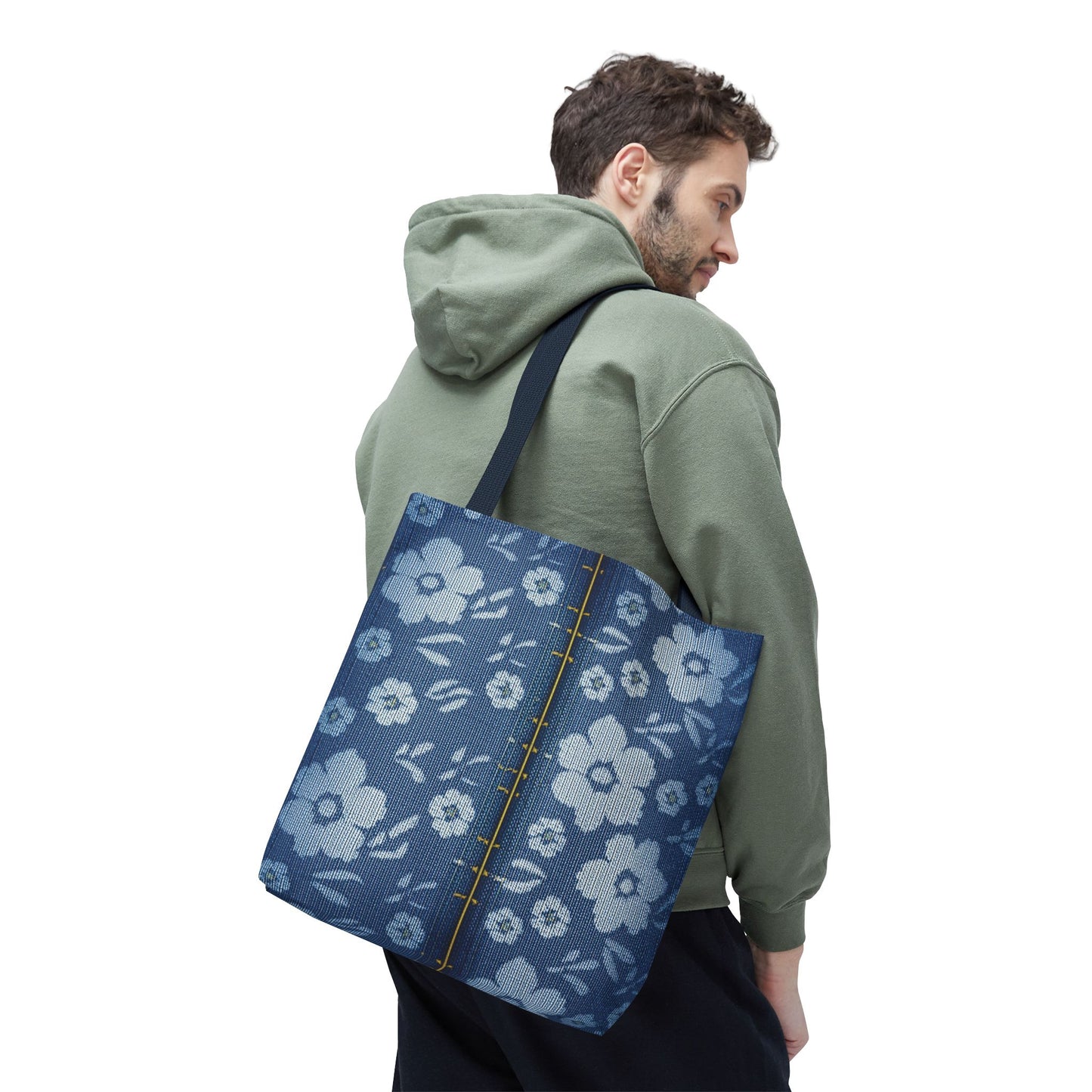 Denim Fabric Imitation Print Unisex Canvas Bag Poly Spun 3 Sizes Tote Bag 118