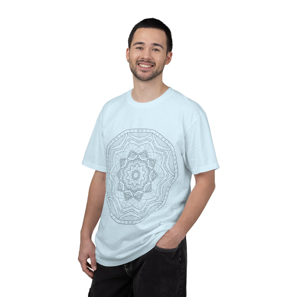Unisex Garment Dyed Cotton T-Shirt with Mandala Graphic Design