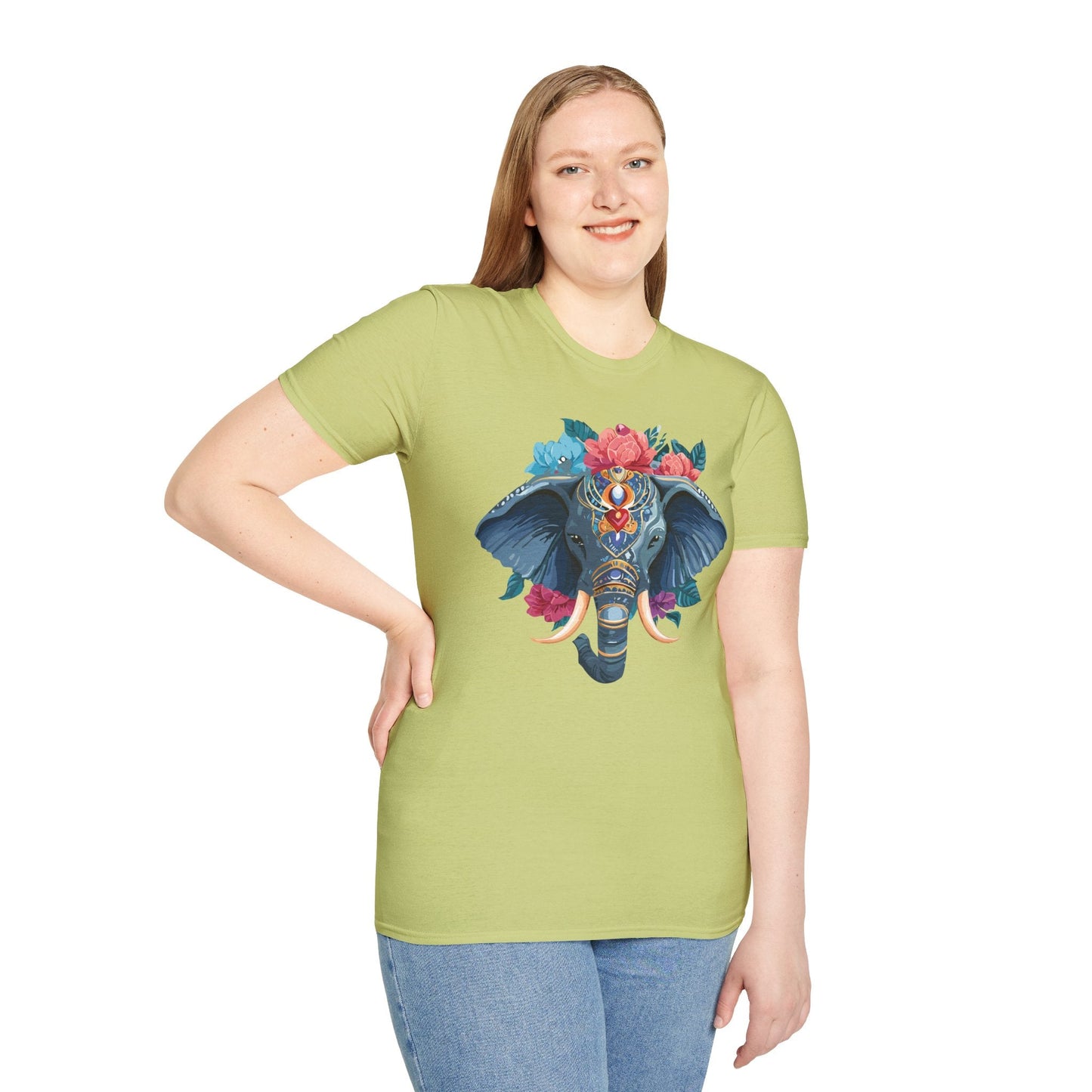 Elephant T Shirt Unisex Softstyle Tee Gildan 64000 100 Percent Ring Spun Cotton Fabric