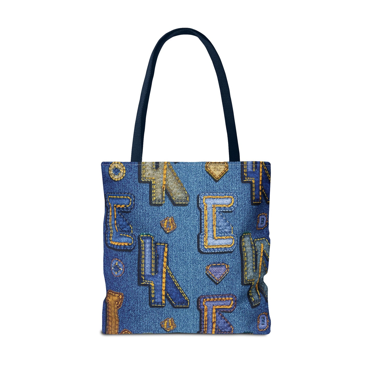 Denim Fabric Imitation Print Unisex Canvas Bag Poly Spun 3 Sizes Tote Bag 187-3