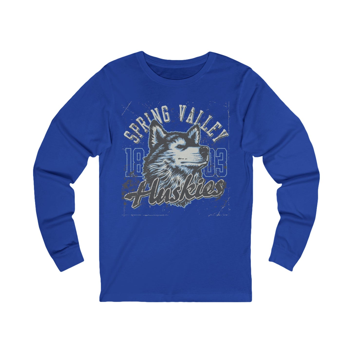 Varan Unisex Spring Valley Huskies Long Sleeve Tee, Sports Logo Jersey Shirt, Sports T-Shirts with Long Sleeves