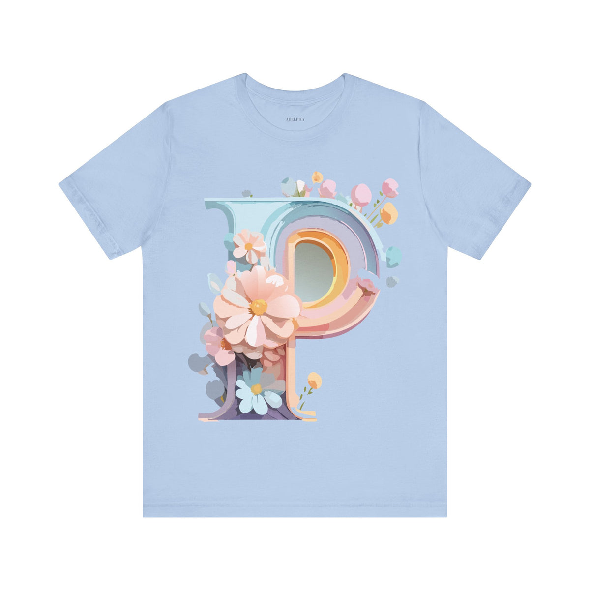 Letter P Graphic Unisex Cotton Bella+Canvas Tee with Art Letter Design