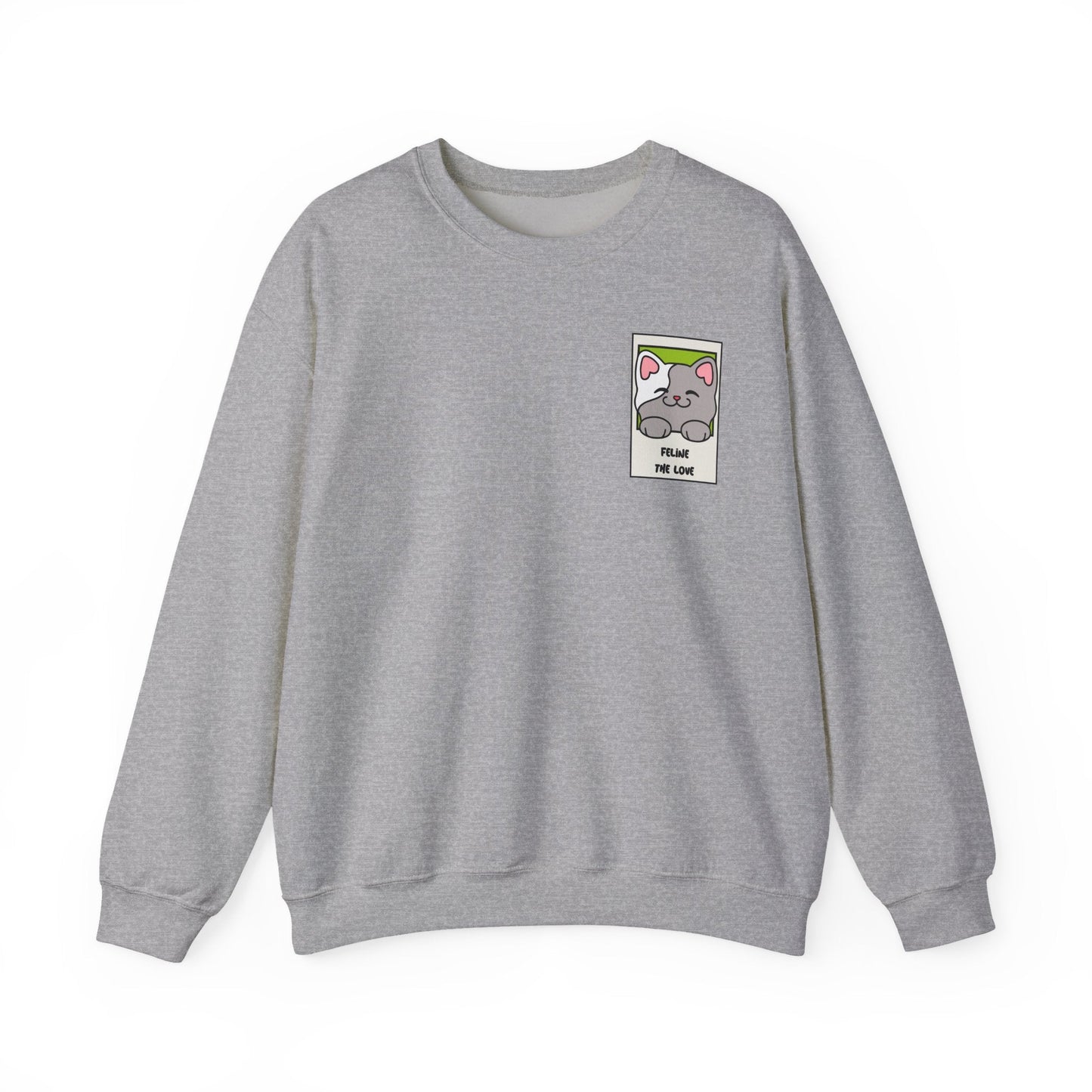 Pocket Cat Sweatshirt Unisex Cat Heart Sweatshirt Valentines Day Gift 50 Percent Cotton Poly Blend