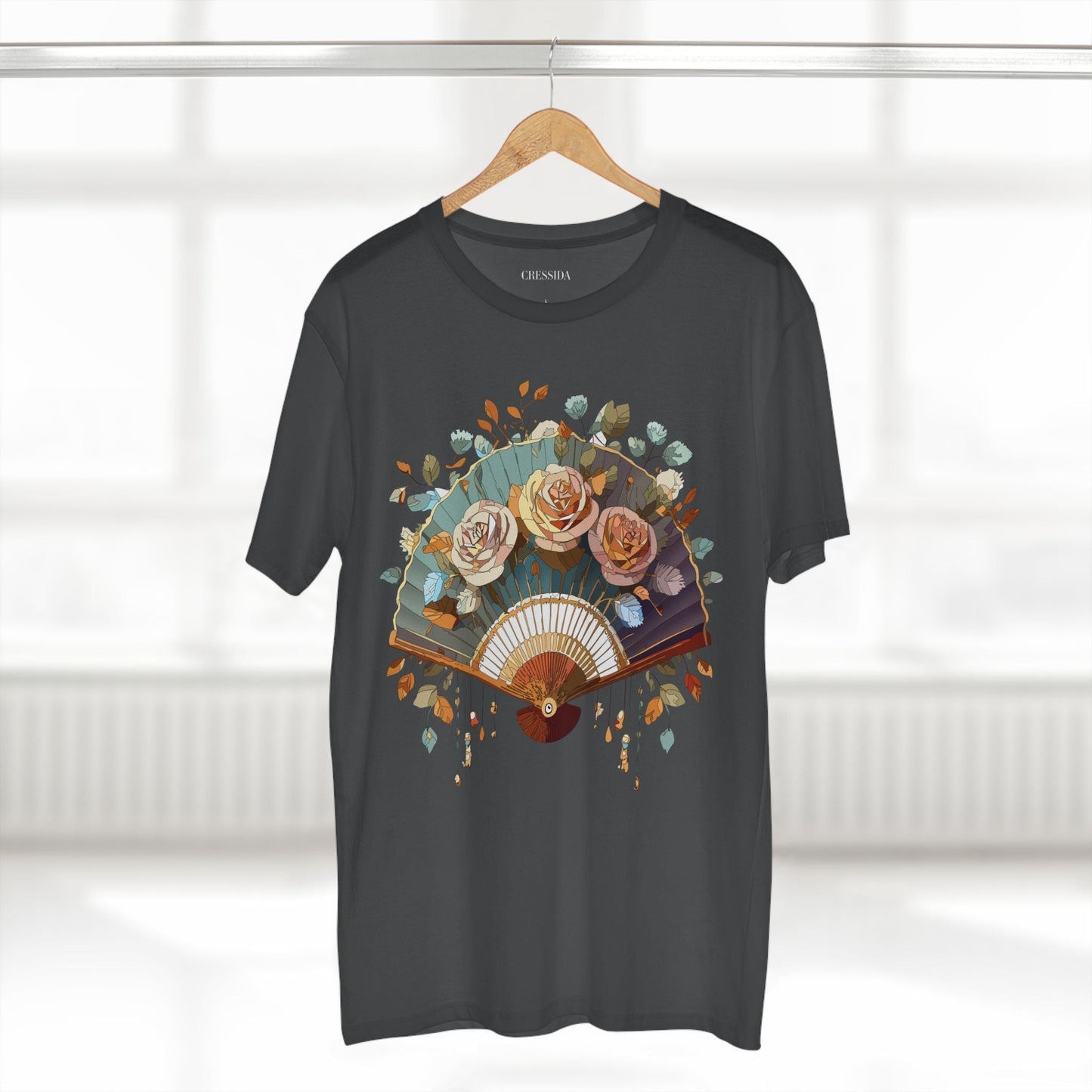 Antique Fan Graphic Design T-Shirt Unisex 100 Cotton Floral Carnival Artwork Tee 5