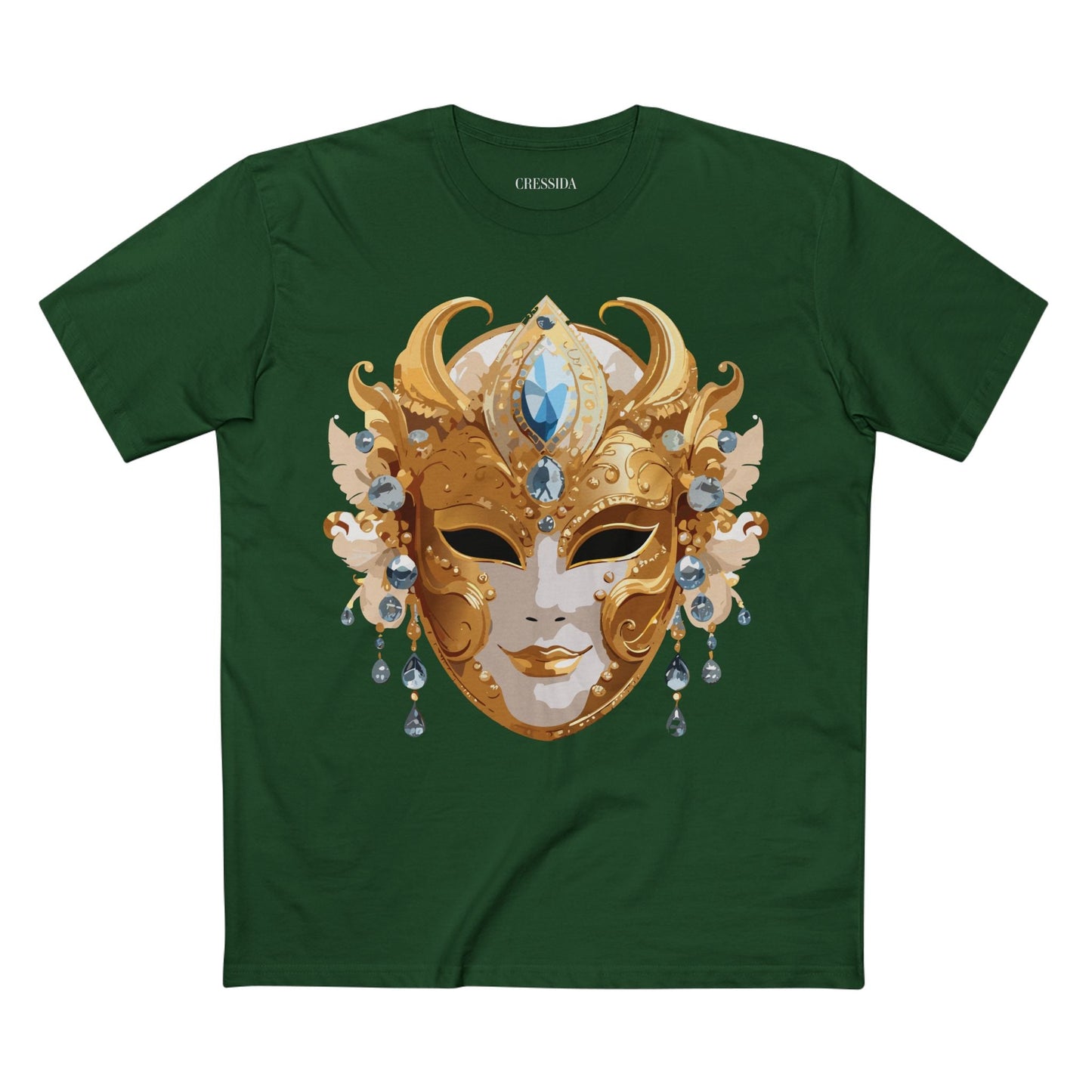 Carnival Mask Graphic T-Shirt Unisex 100 Cotton With Antique Gold Art Design Tee 22