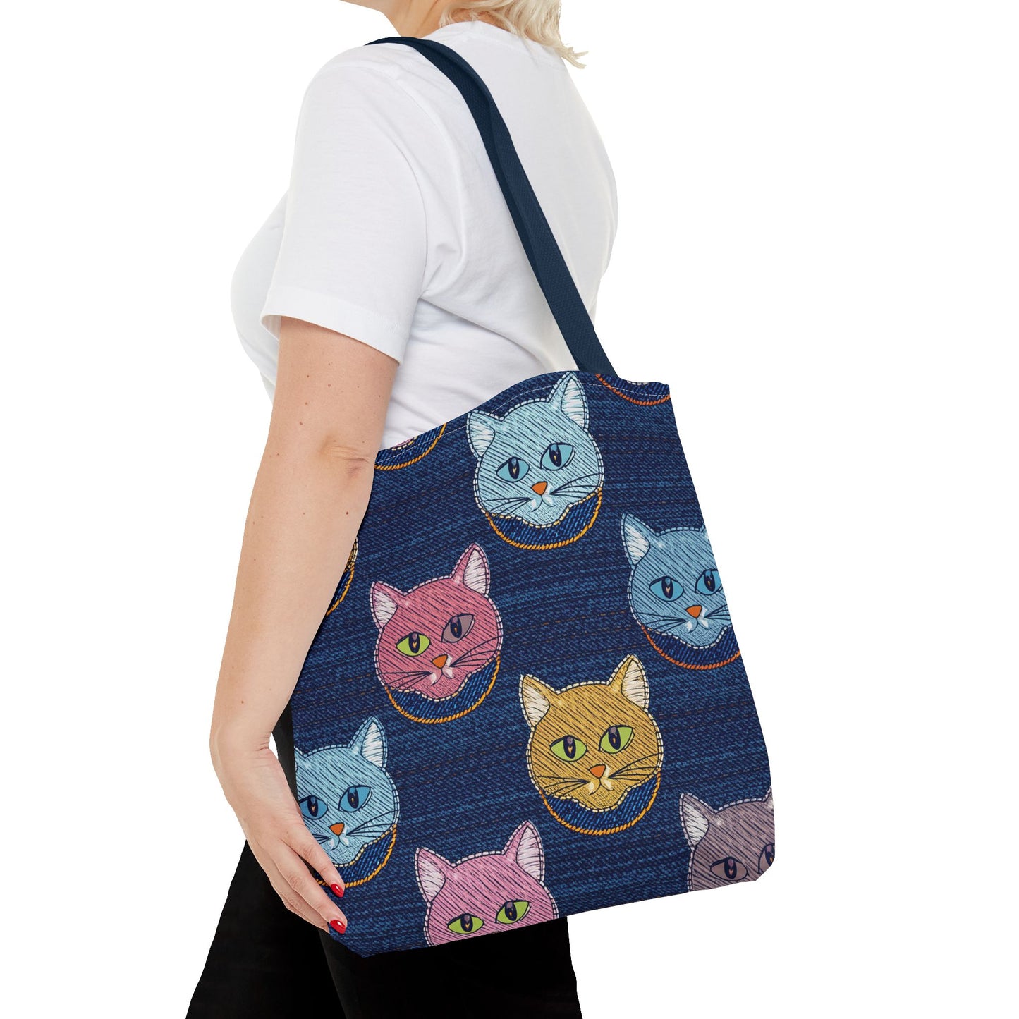 Denim Fabric Imitation Print Unisex Canvas Bag Poly Spun 3 Sizes Tote Bag 190-2