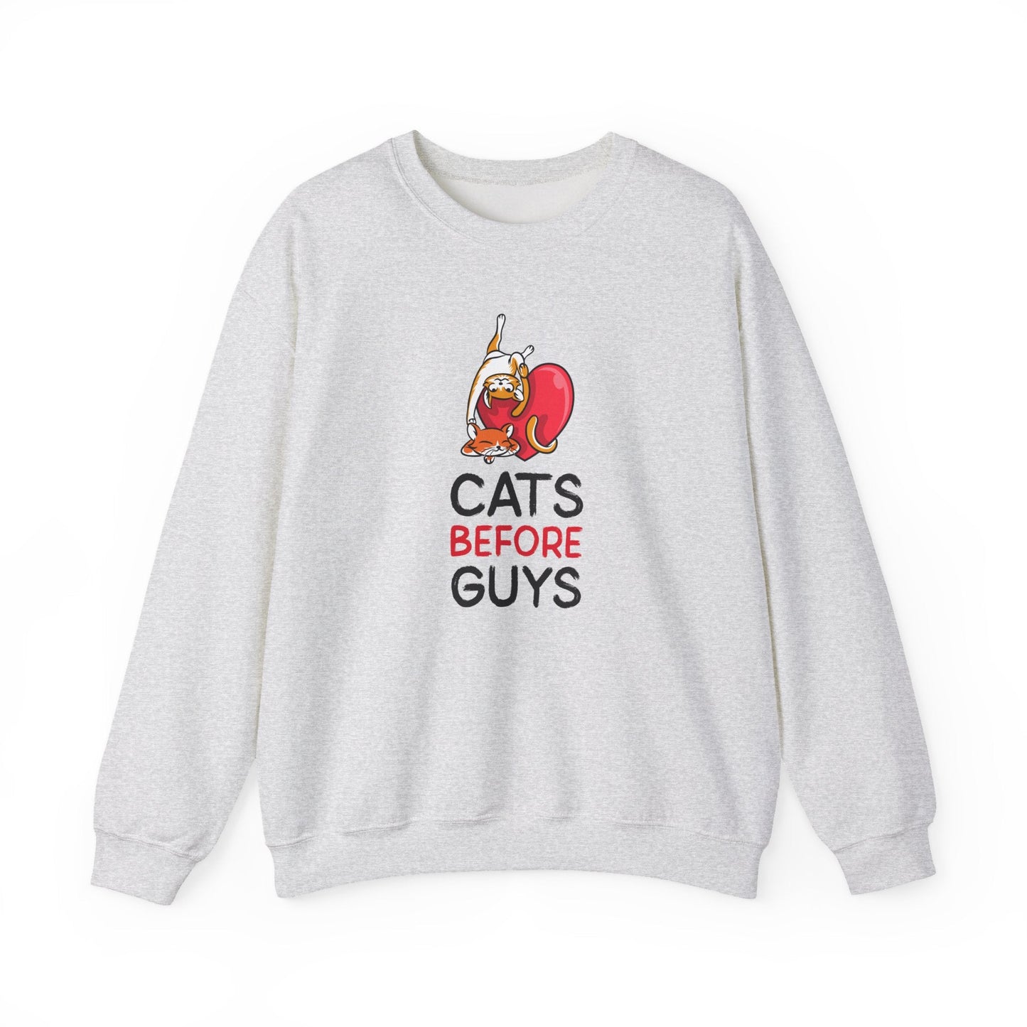 Cat Heart Sweatshirt Unisex Valentines Day 50 50 Cotton Poly Heavy Blend Crewneck Sweatshirt