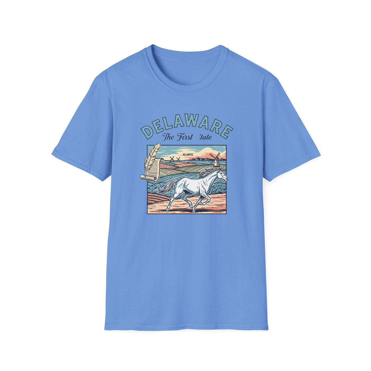 Delaware First State Vintage Horse Tee Travel Tourist Graphic Design Unisex 100 Cotton Gildan T-Shirt