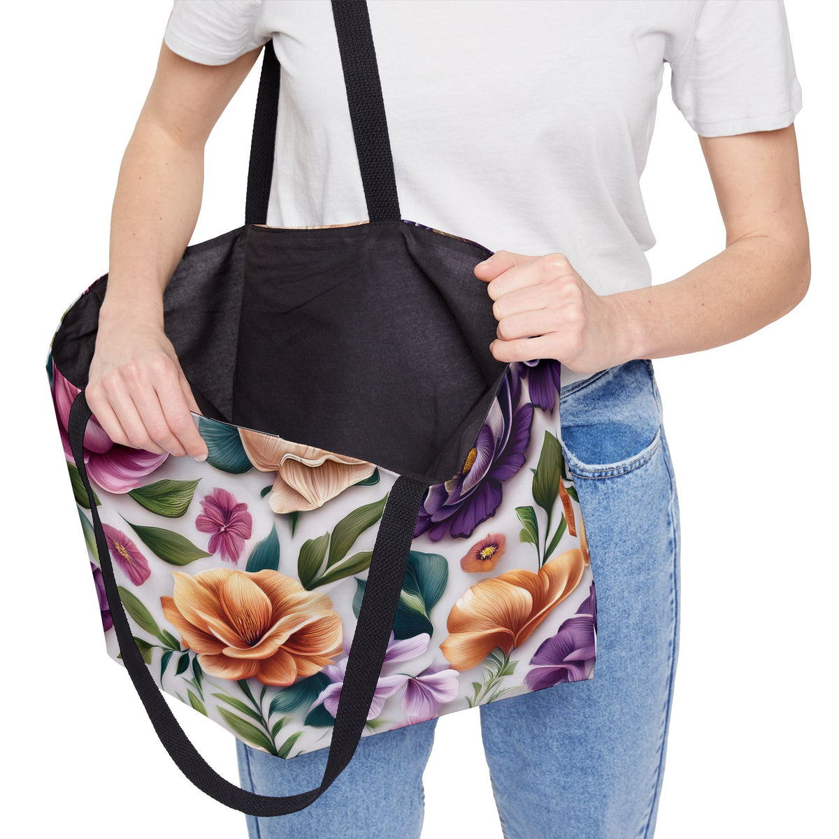 Floral Print Poly Canvas Weekender Bag 14