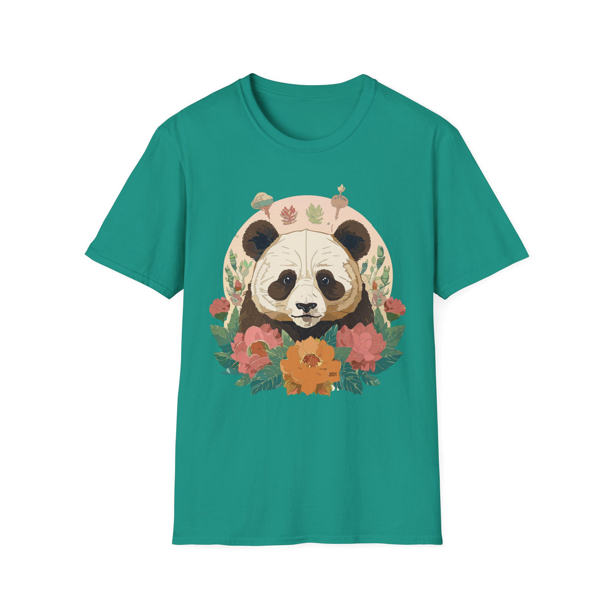 Floral Panda Illustration T-Shirt | Cute Botanical Bear Tee