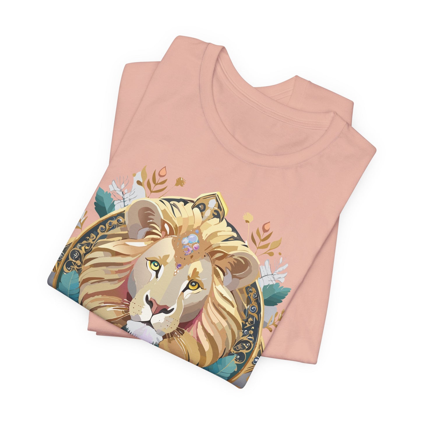 Unisex Lion Graphic Tee, Animal Shirt, Tee Shirt with Lion, Medallion T-Shirt, Animal Medallion Tees 2