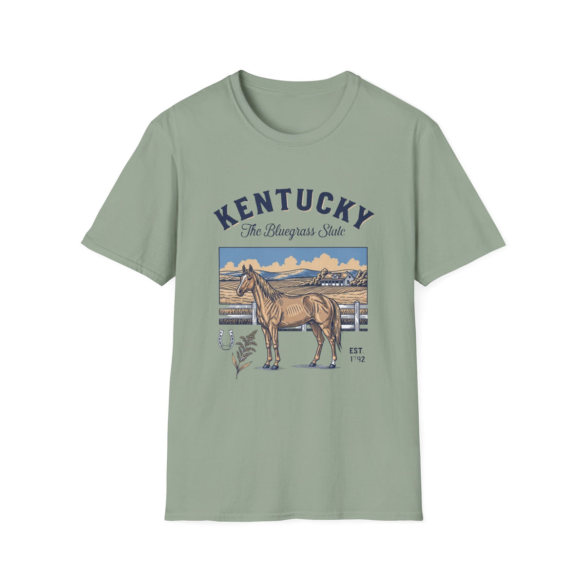 Kentucky Horse Vintage Graphic T-Shirt — The Bluegrass State Travel Tourist Graphic Tee Unisex 100 Cotton Gildan T-Shirt