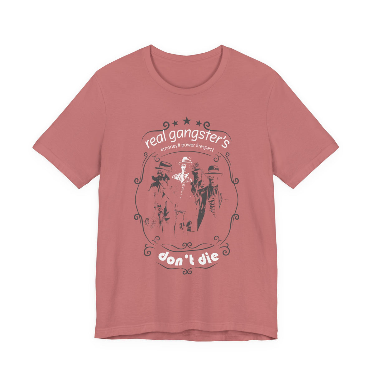Real Gangsters Don't Die T-Shirt Vintage Outlaw Illustration Retro Biker Tee A-3