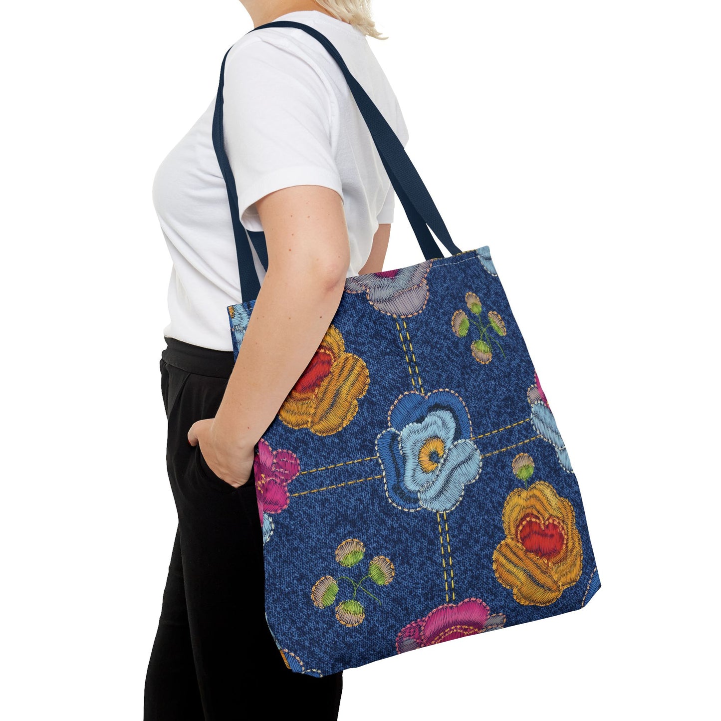 Denim Fabric Imitation Print Unisex Canvas Bag Poly Spun 3 Sizes Tote Bag 163