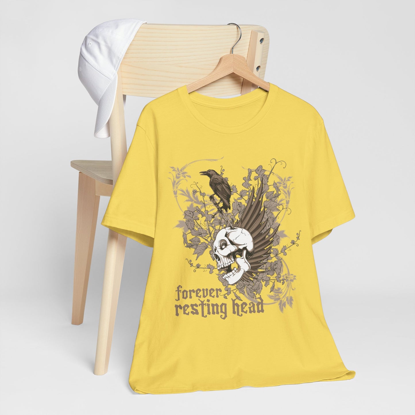 Forever Resting Head Tee, Edgy Graphic Shirt, Music T-Shirt, Gothic Tees, Skull Shirt, Art Design Tee, Skull Graphic Top