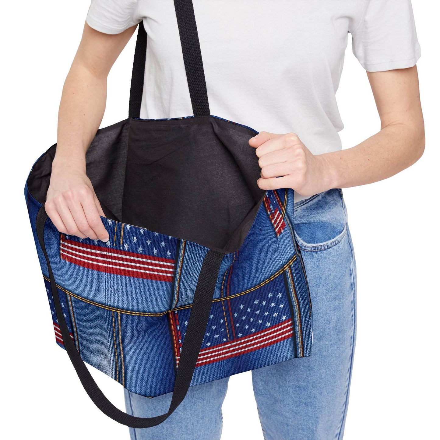 4th of July Denim Color Imitation Print Unisex  Yoga Bag  Spun Poly 24x13 Canvas Bag 70