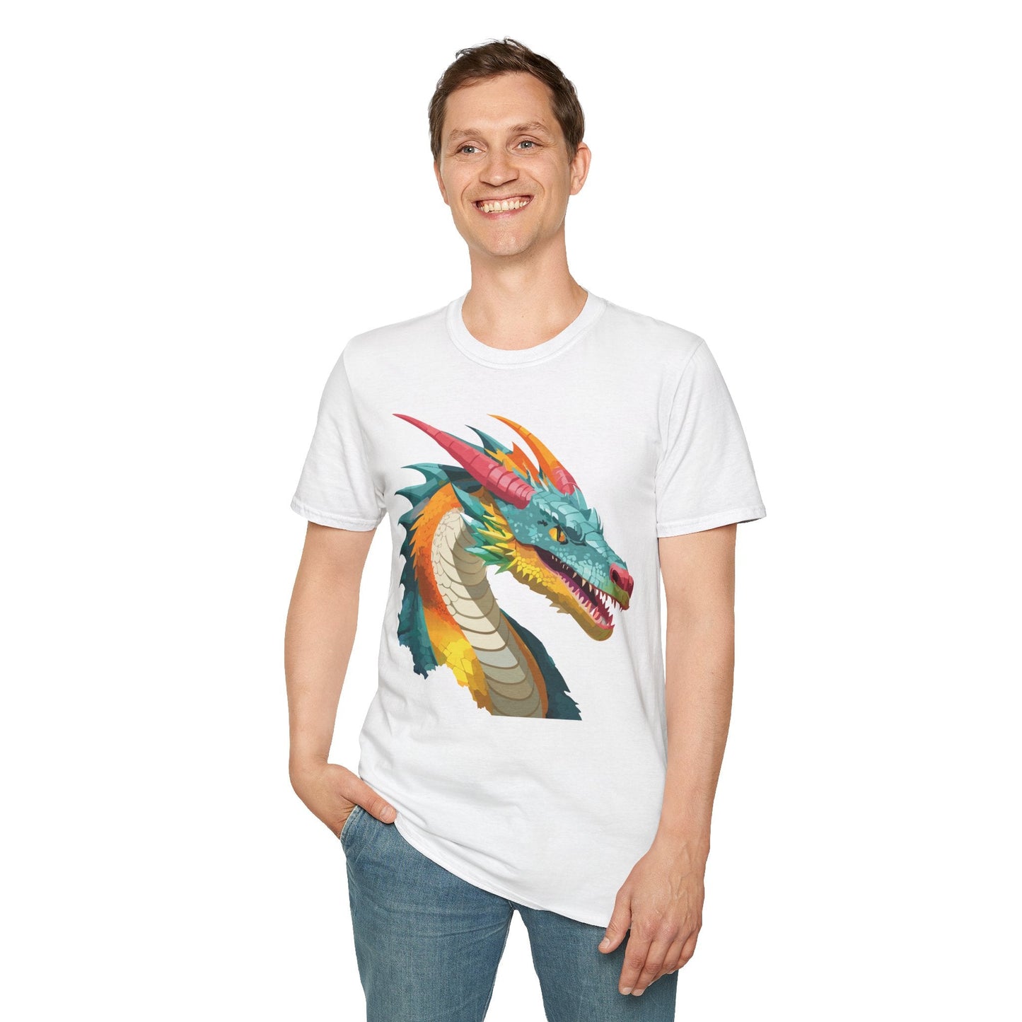 Dragon T Shirt Unisex Softstyle Art Design Tee With Animals Theme Gildan 64000 Premium Quality