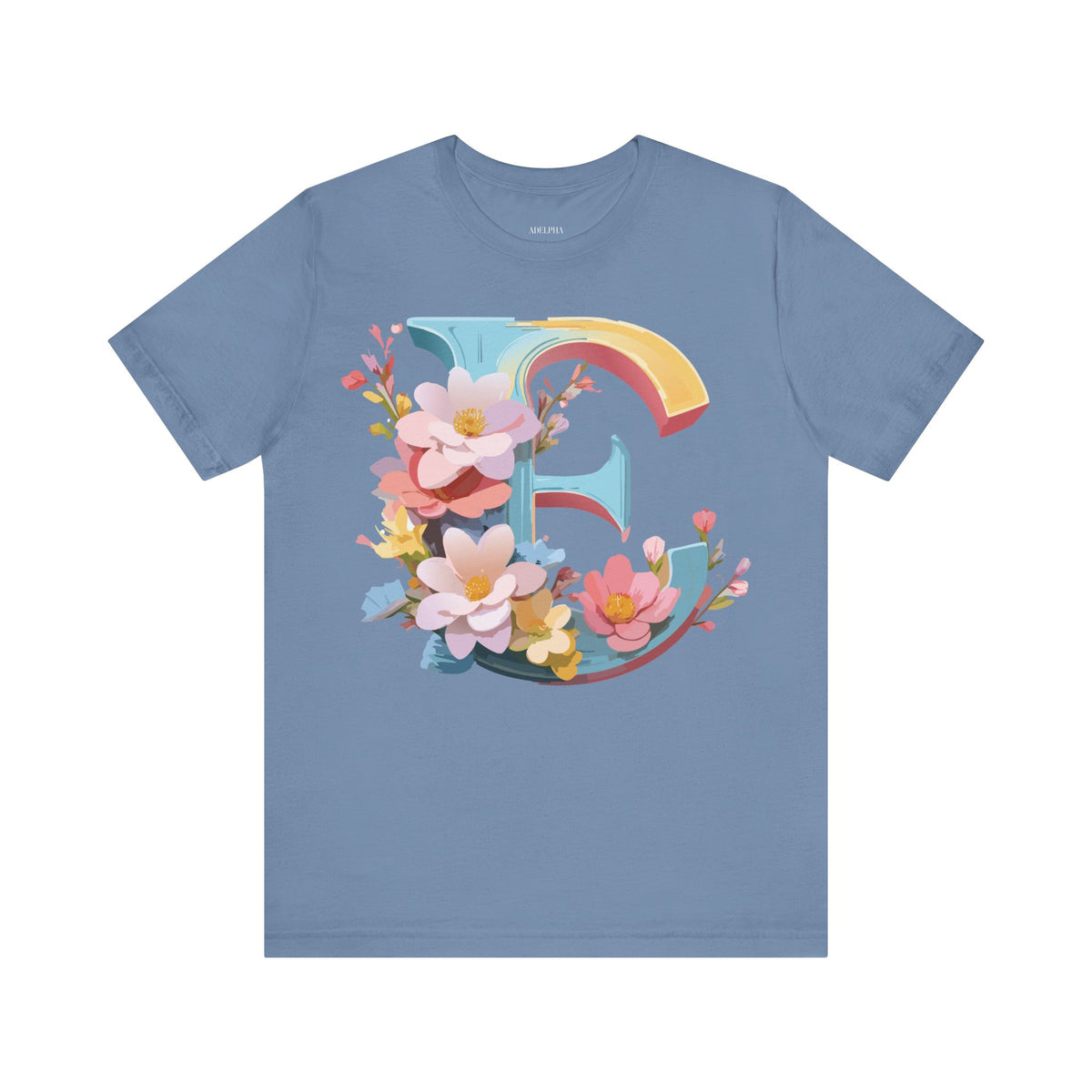 Letter E Graphic Unisex Cotton Bella+Canvas Tee with Art Letter Design