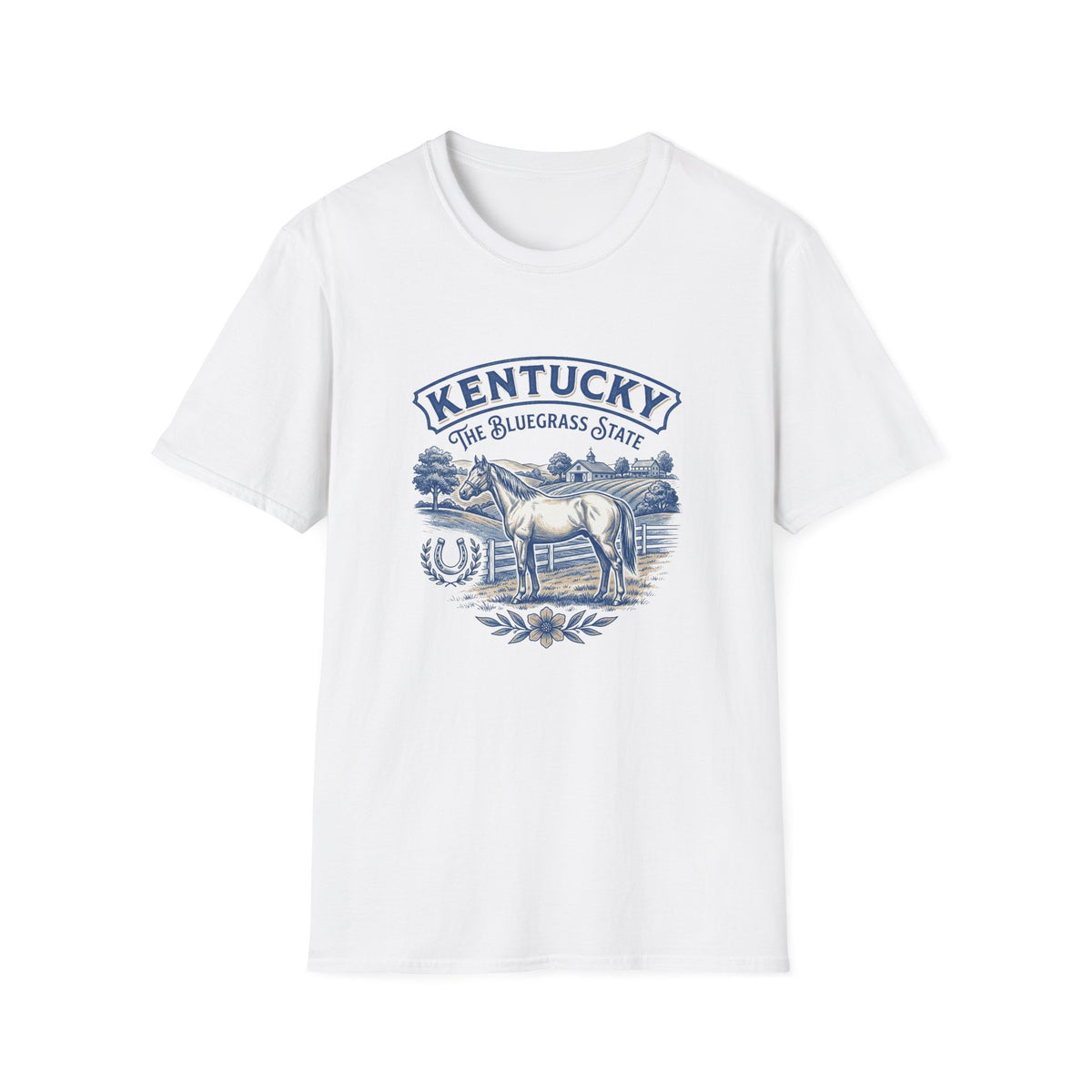 Kentucky Horse & Bluegrass State Travel Tourist Graphic Design Unisex 100 Cotton Gildan T-Shirt