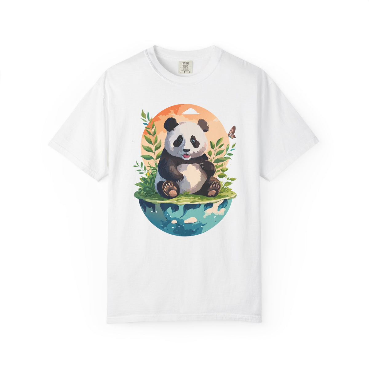 Panda Portrait T-Shirt Unisex Cotton Floral Chinese Graphic Circle Animal Art Tee pp4