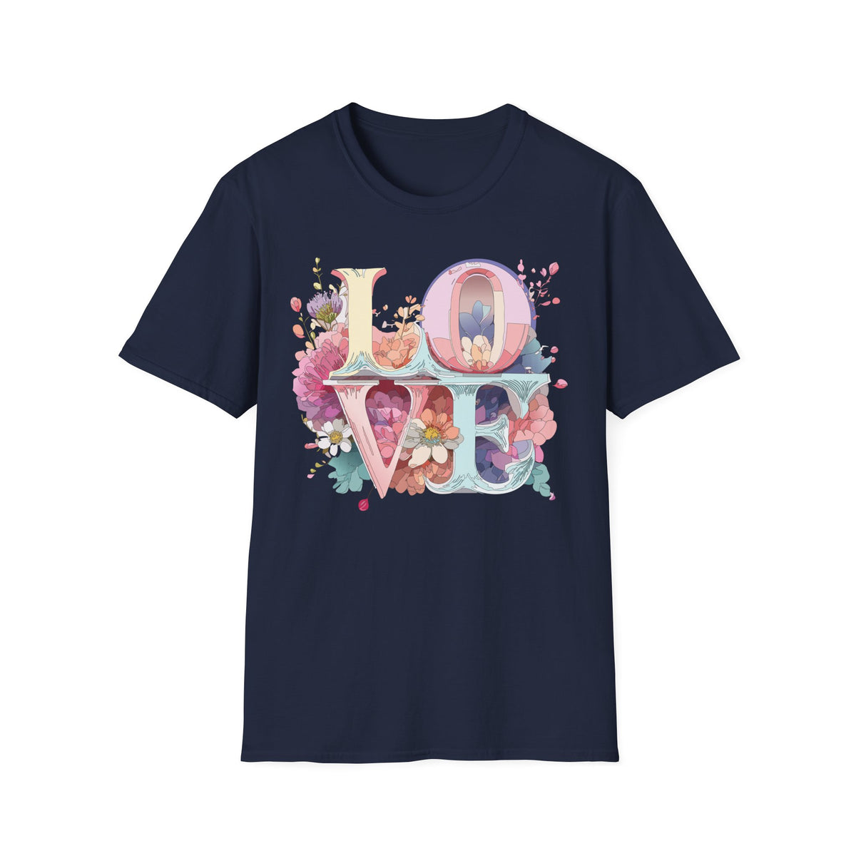 LOVE floral letter tee, T-Shirt | pastel bloom typography