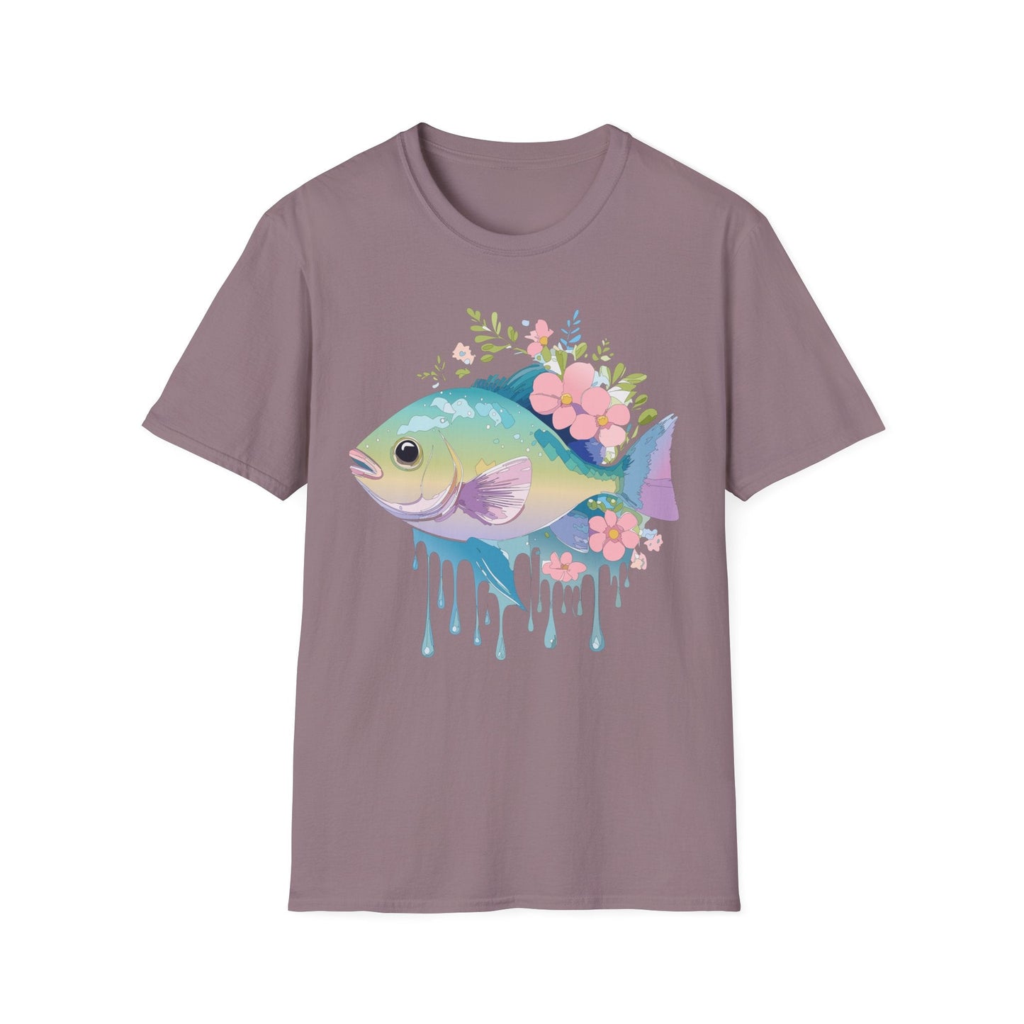 Fish Art Graphic Tee Unisex Gildan Softstyle 64000 100 Percent Ring Spun Cotton Comfortable Tee
