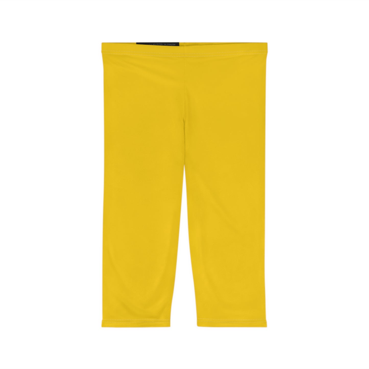 Golden Yellow Color Women's Brushed Suede Poly Span Casual Capri Leggings XS-2XL