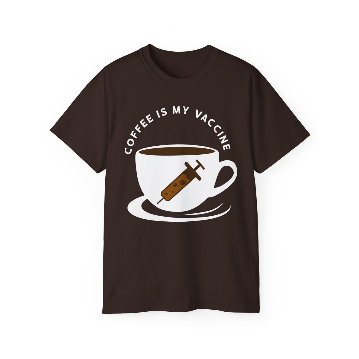 Coffee Is My Vaccine Tee | Coffee Cup with Syringe Graphic