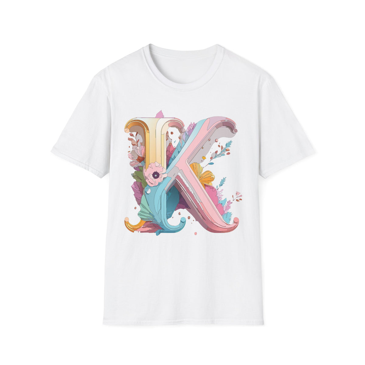 Floral Letter K T-Shirt | Botanical Monogram Tee