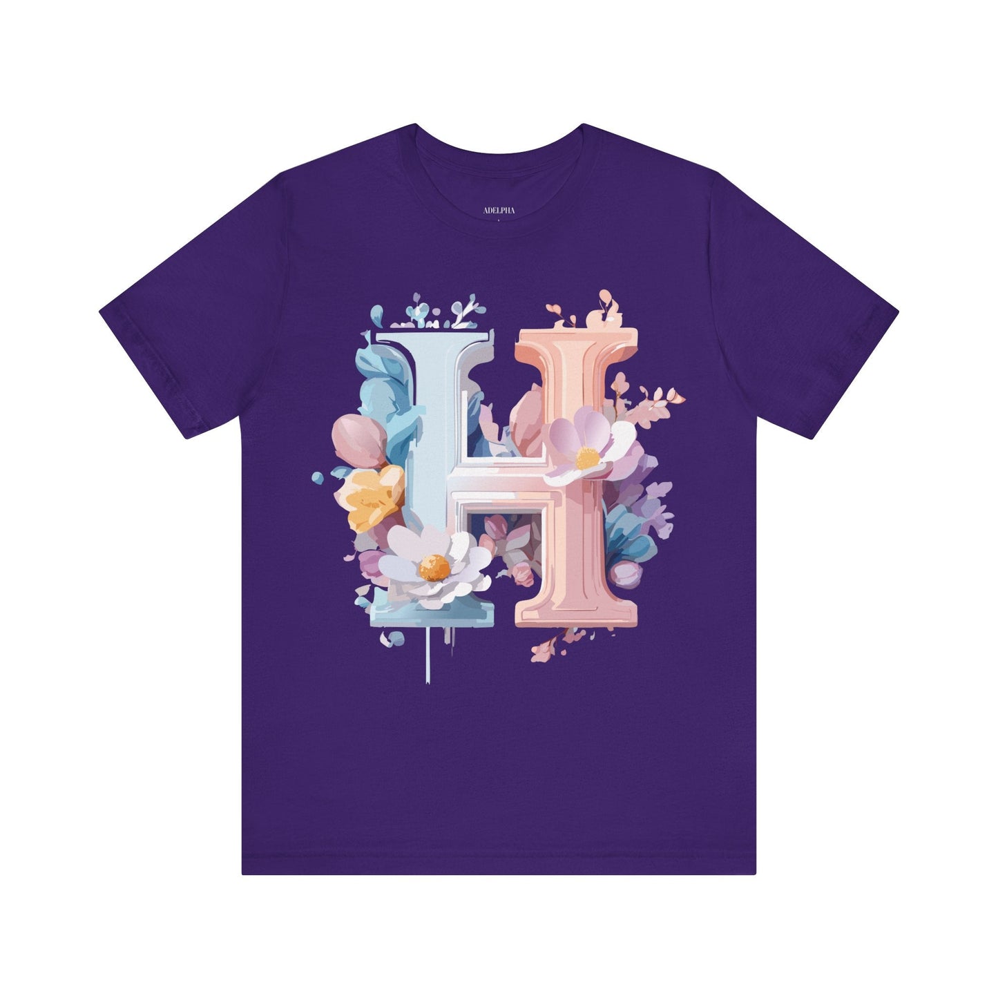 Letter H Shirt Graphic Tee Unisex Short Sleeve Premium Vintage Inspired Artwork Adelpha